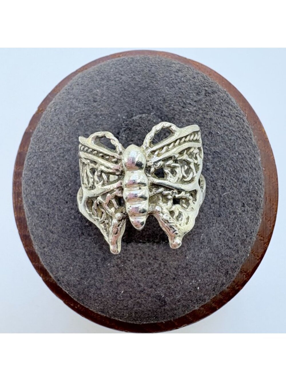 Butterfly Design Sterling Silver 925 Split Shoulders Ring Size 3.75